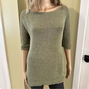 Theory Olive Green Linen Cotton Women's Sweater